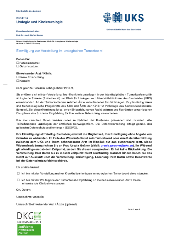 Tumorkonferenz Einwilligung