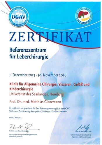 DGAV: Referenzzentrum f&uuml;r &bdquo;Chirurgische Erkrankungen der Leber"