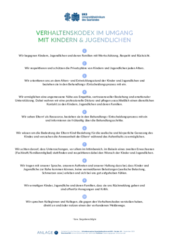 Verhaltenskodex im Umgang mit Kindern und Jugendlichen