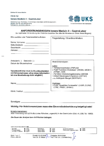 Anforderungsbogen Gastrolabor