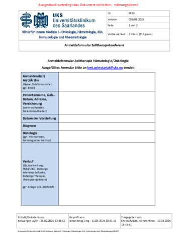 Anmeldebogen Zelltherapiekonferenz