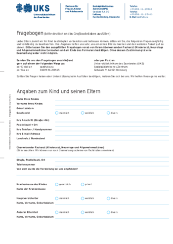 Anamneseformular des SPZ